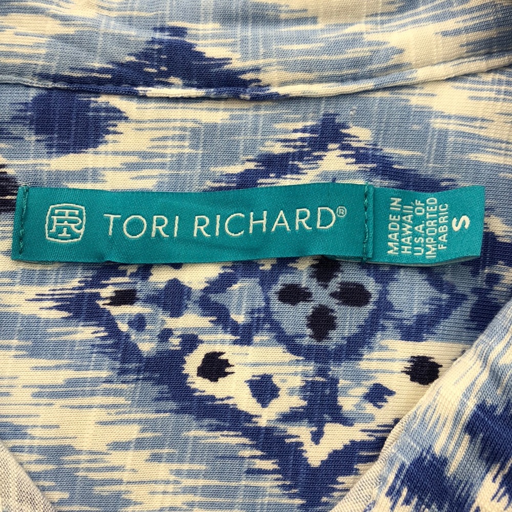 Tori Richard Blue White Print Tunic Dress - Picture 5 of 7